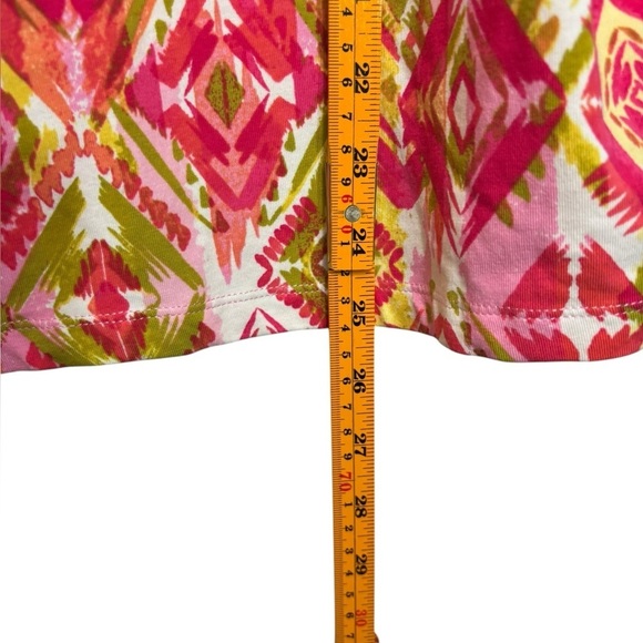 Caribbean Joe Women's Tropical Multicolor print Collared Vneck Short Sleeve L - Picture 7 of 8